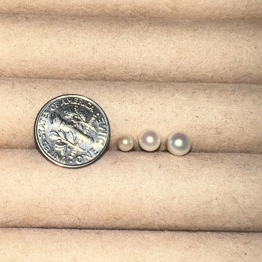 (3) Pearl 14k Gold Strand Vintage Stud Earring Set - Picture 7 of 9